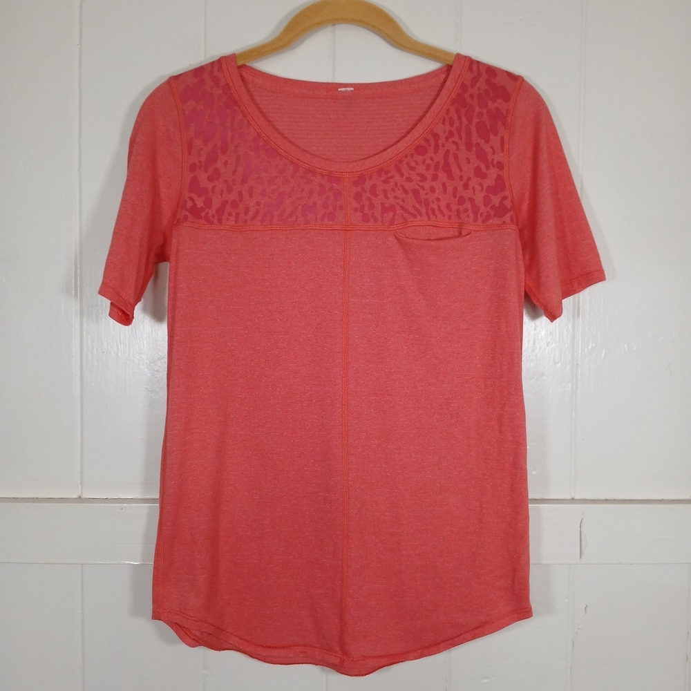 Lululemon Run Away Tee Heathered Atomic Red Short Sleeve‎ Athletic Top Womens 6